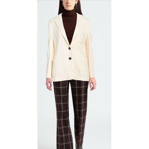 Fortela Womens Two Button Notch Lapel Long Sleeve Knit Blazer Cream Size 10 US 4